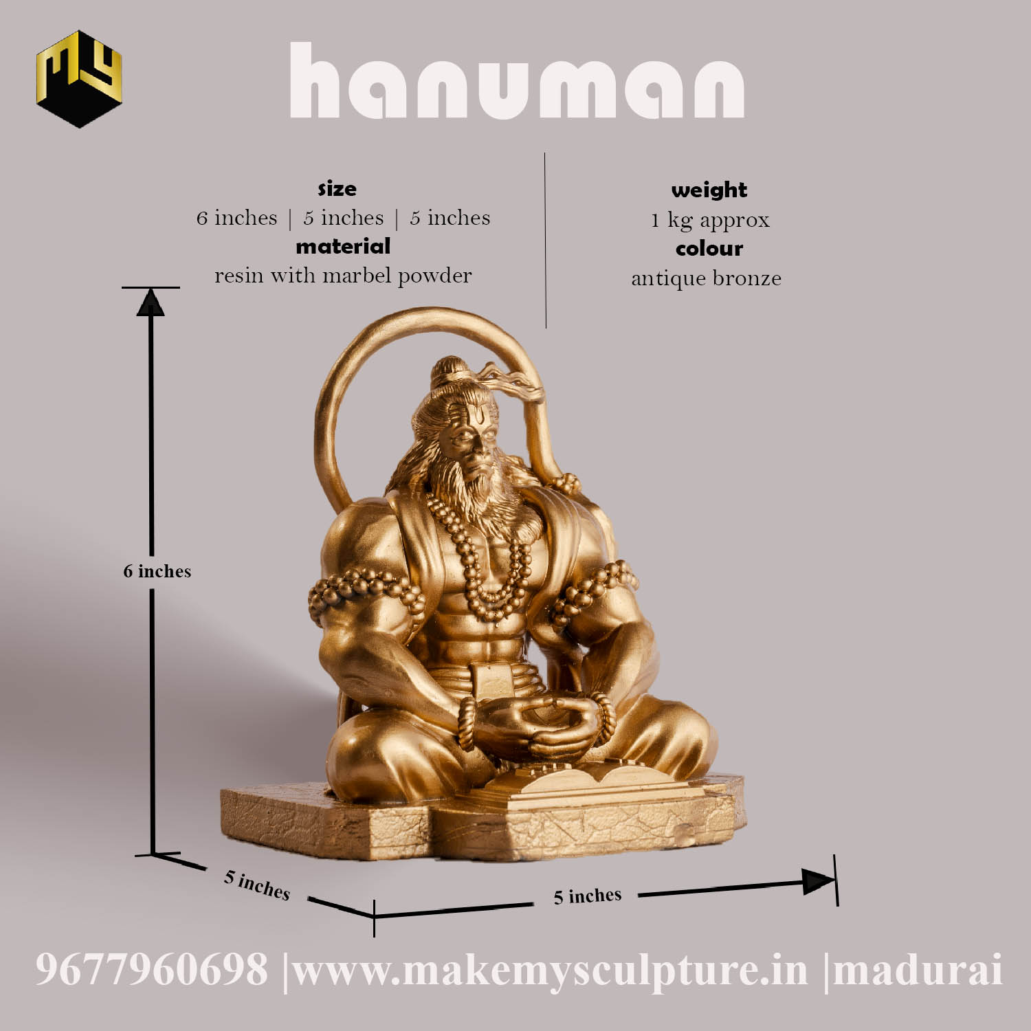 Meditating Hanuman Statue - Image 2