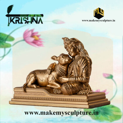 Lord Krishna with Sacred Calf Idol