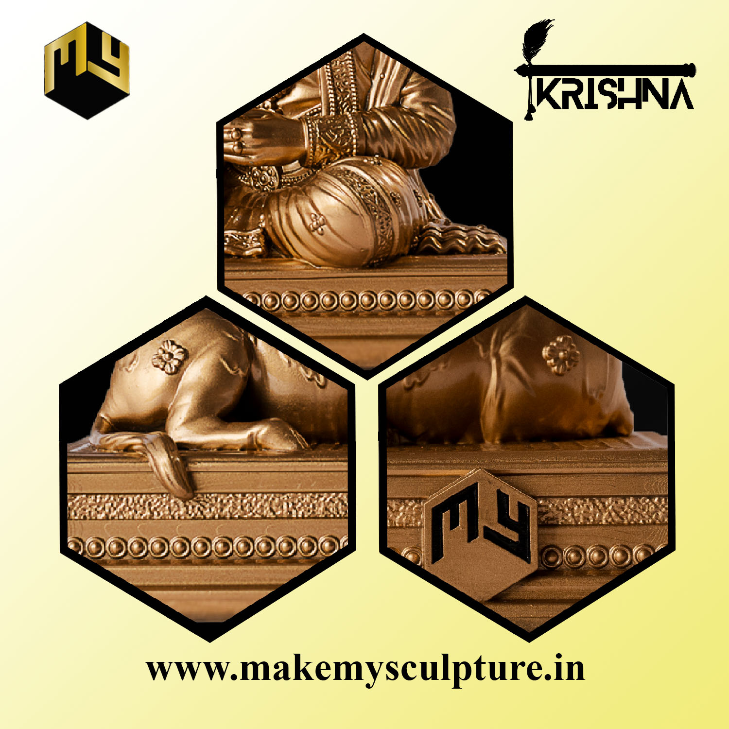 Lord Krishna with Sacred Calf Idol - Image 6