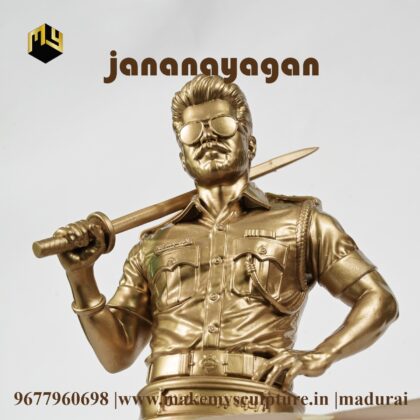 Thalapathy Vijay Jananayagan Golden Collectible Bust Sculpture