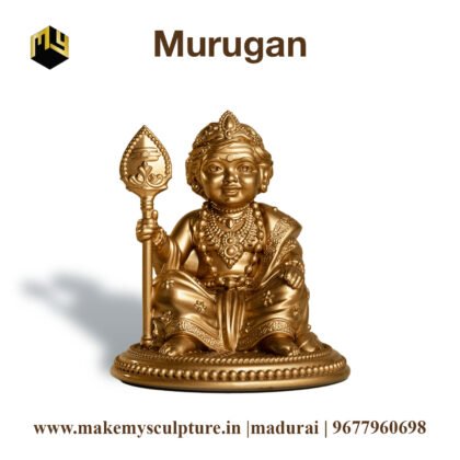 Golden Bala Murugan Idol with Vel ( 3 inch )