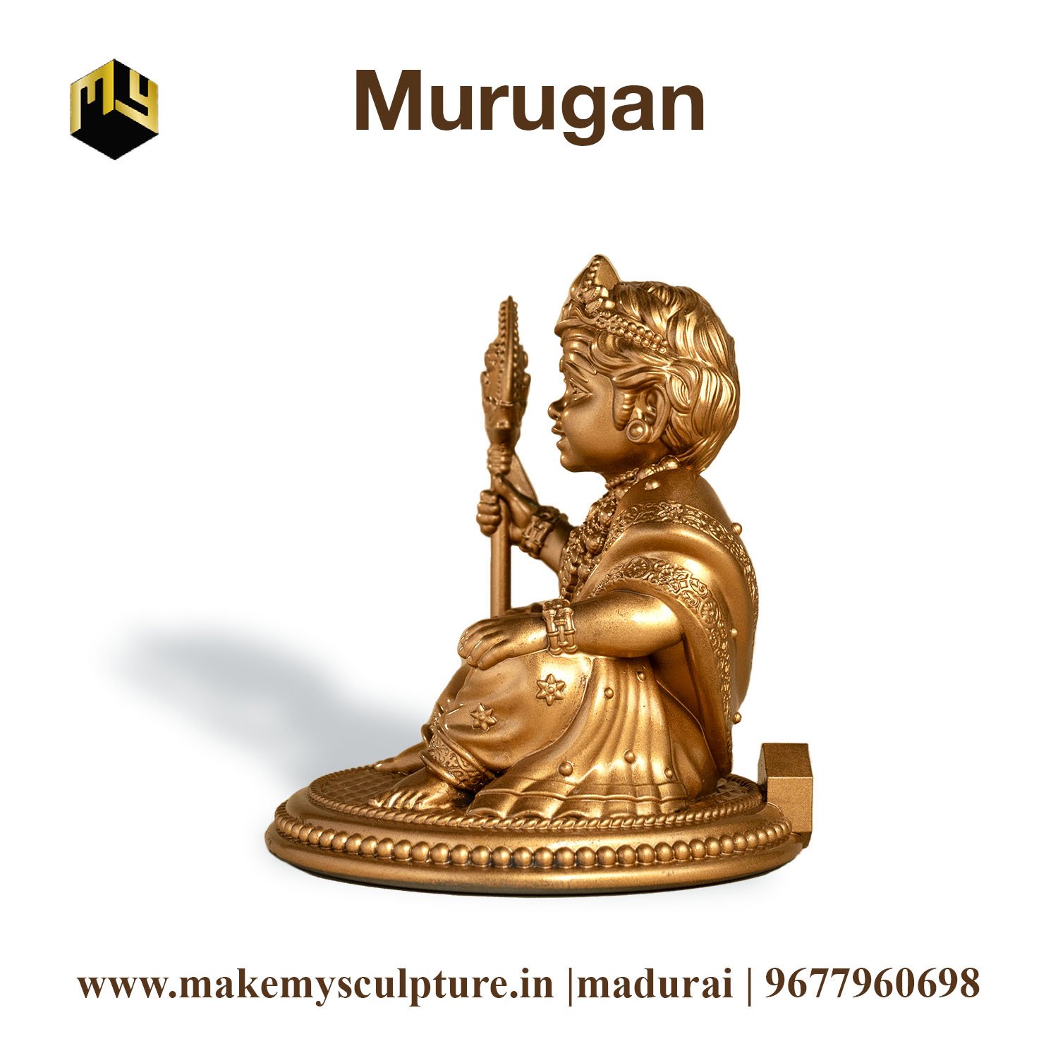 Golden Bala Murugan Idol with Vel ( 3 inch ) - Image 2