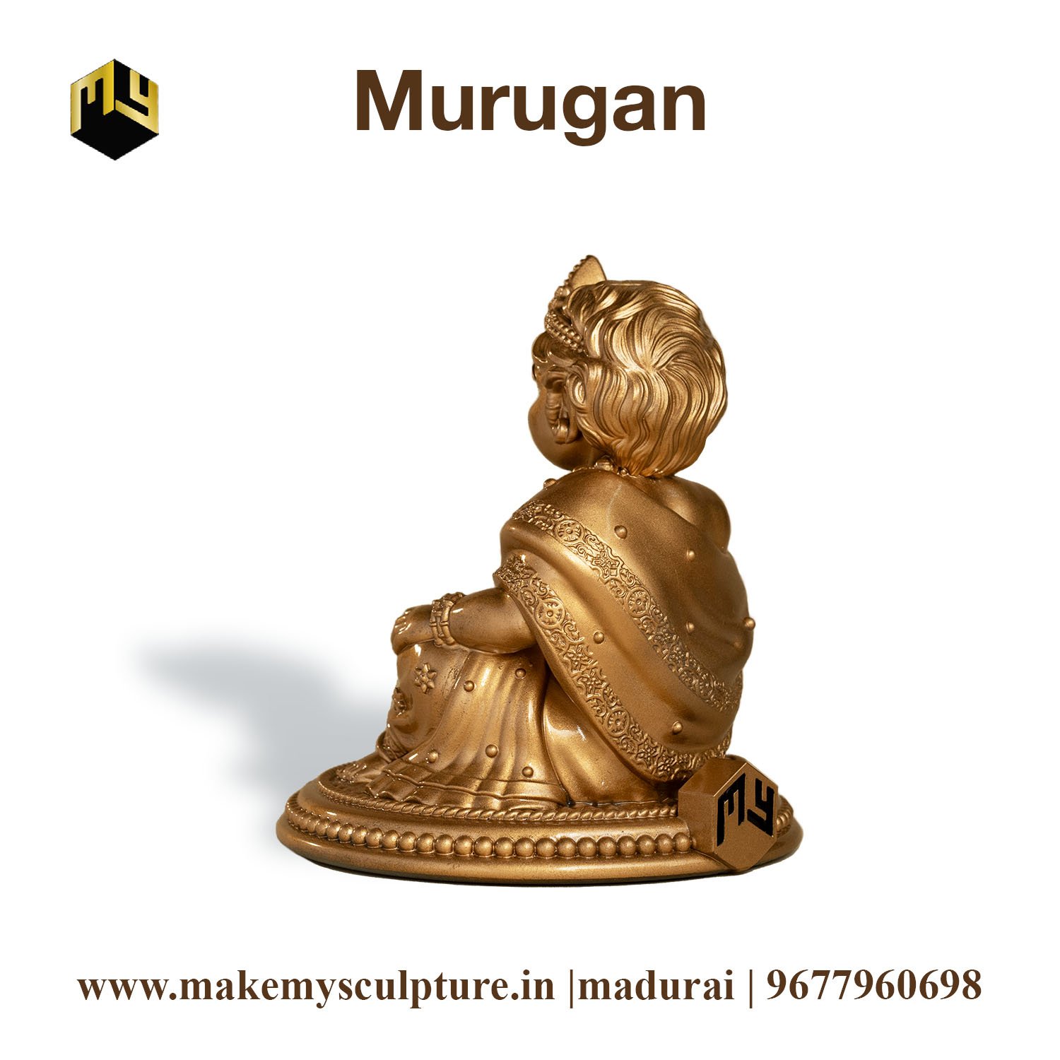 Golden Bala Murugan Idol with Vel ( 3 inch ) - Image 3