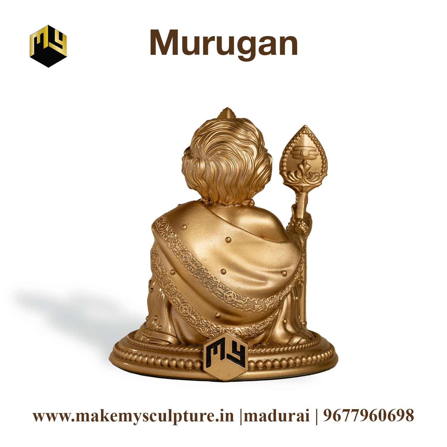 Golden Bala Murugan Idol with Vel ( 3 inch ) - Image 4