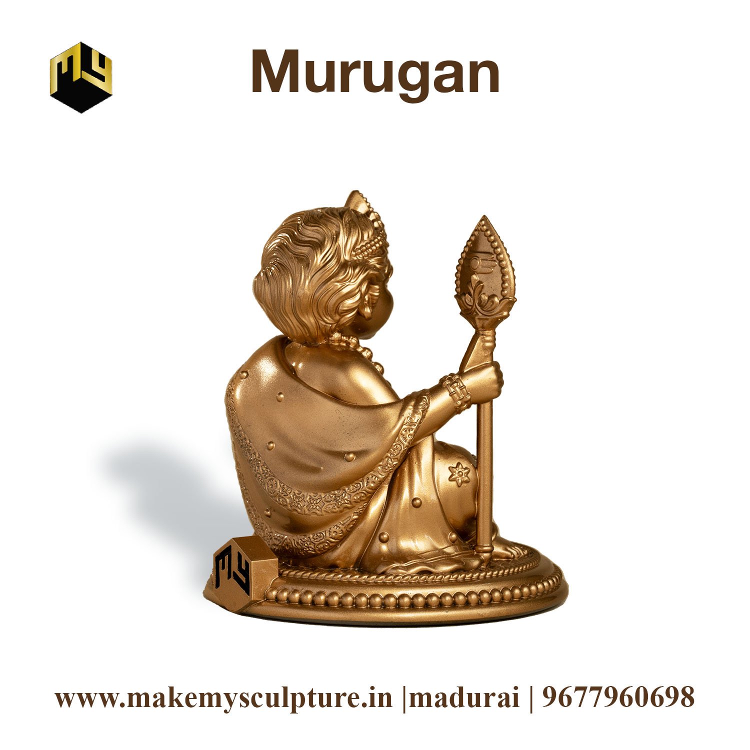 Golden Bala Murugan Idol with Vel ( 3 inch ) - Image 5