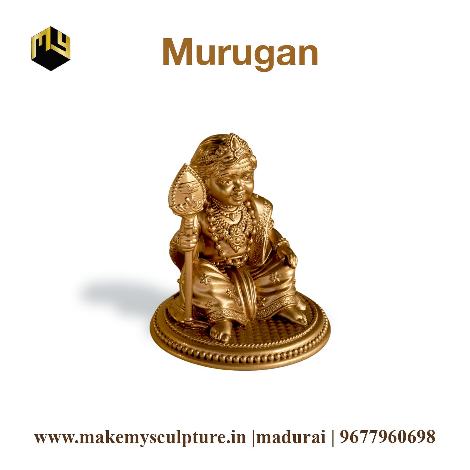 Golden Bala Murugan Idol with Vel ( 3 inch ) - Image 6