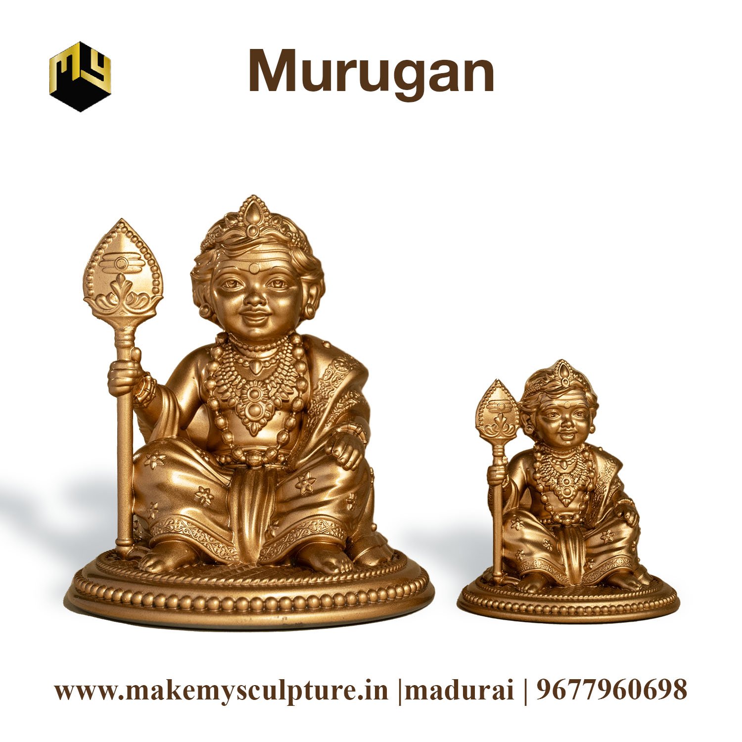 Golden Bala Murugan Idol with Vel ( 3 inch ) - Image 7